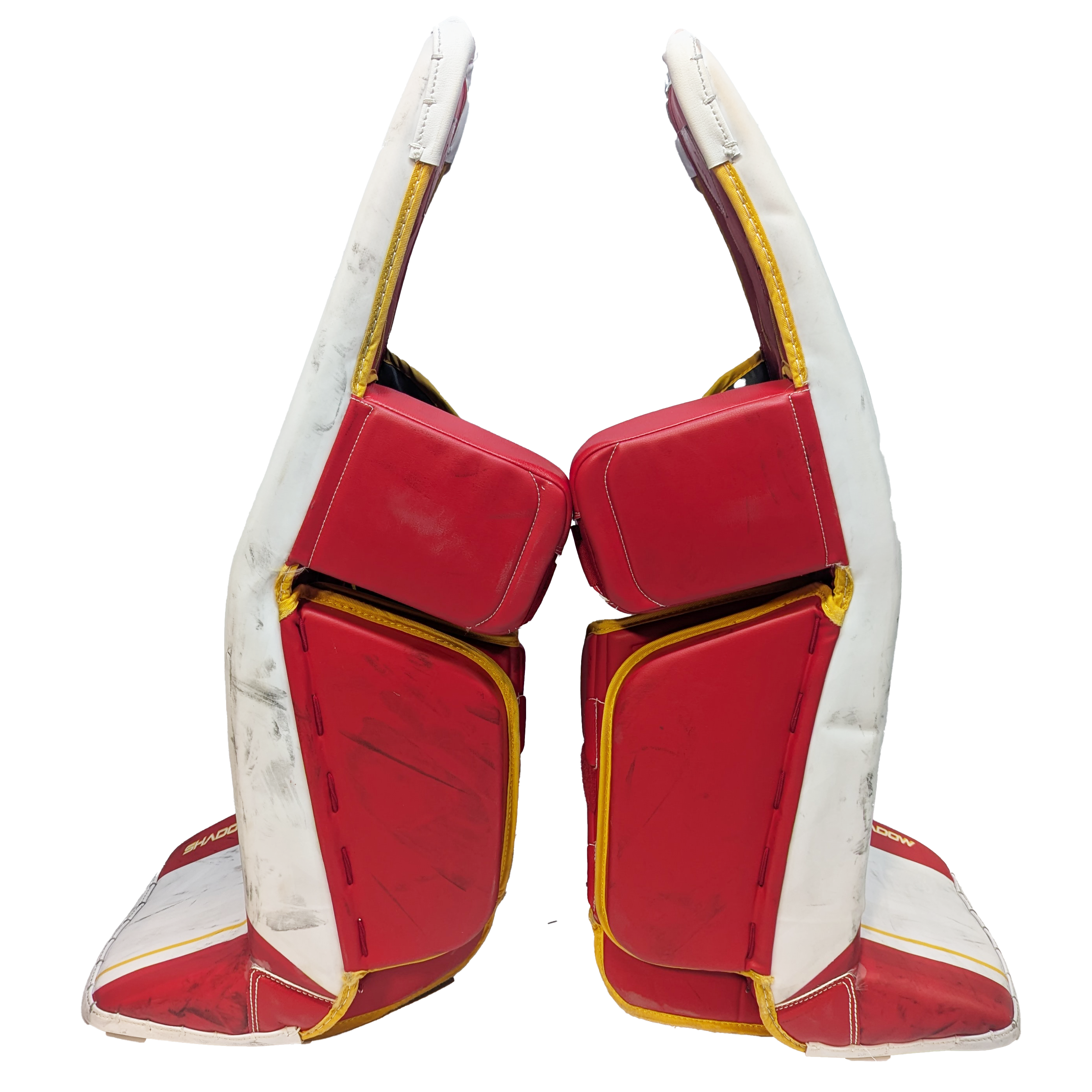 Bauer Supreme Shadow - Ensemble complet de gardien de but AHL Pro Stock d'occasion (blanc/rouge/jaune)